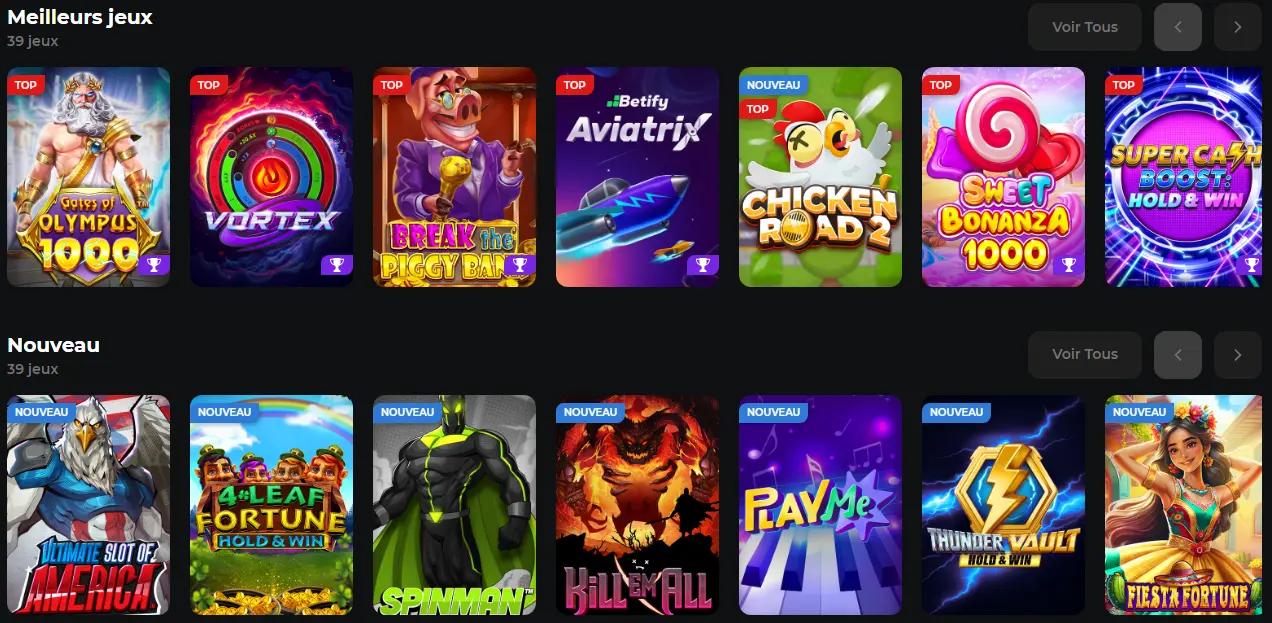 jeux de casino populaires Betify Casino