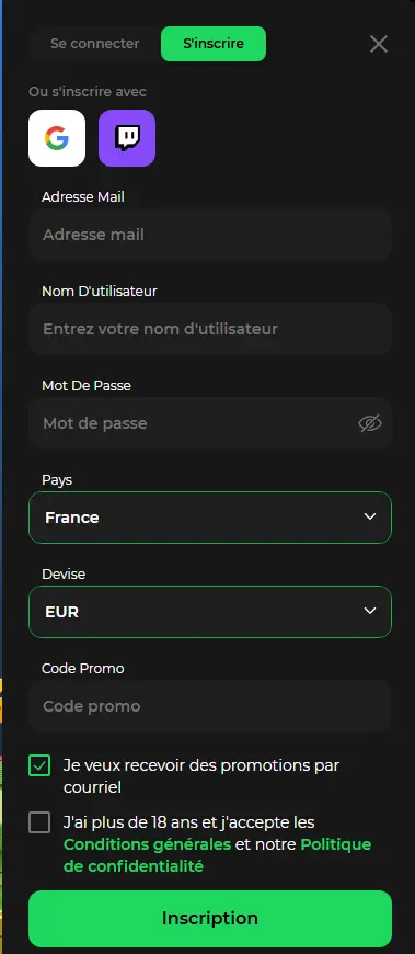 Processus d’inscription au Betify Casino